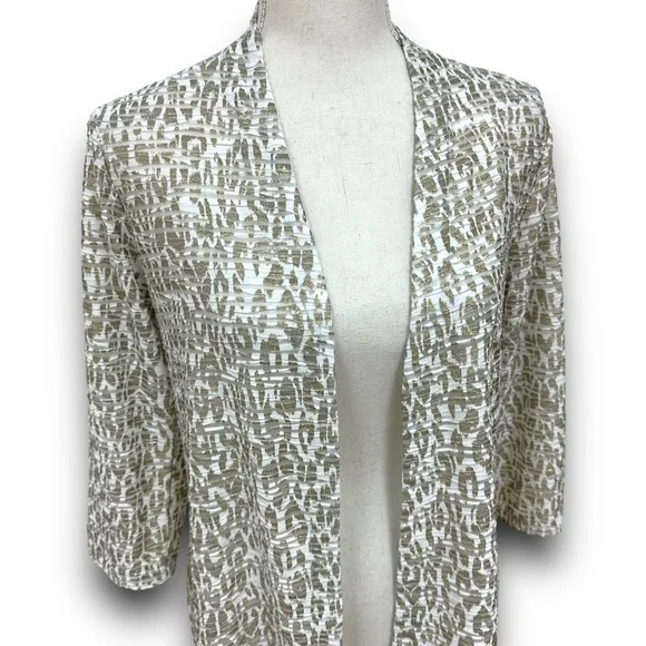 Traveler’s Collection By Chico’s Gold Animal Print Cardigan - Picture 8 of 8